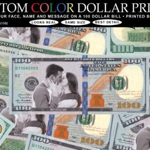 Personalized Wedding Money Gift, Custom Face 100 Dollar Bill (Digital File